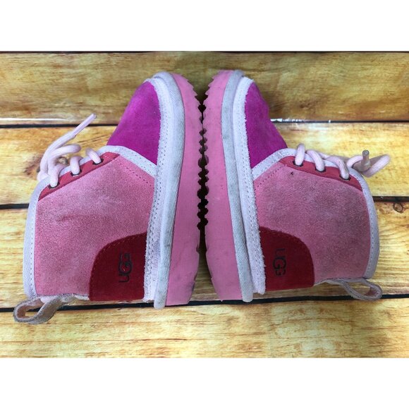 UGG Neumel II Pink Rose / Samba Red Chukka Boot Girls Toddler 8 / 25 (q7n) - Picture 5 of 10